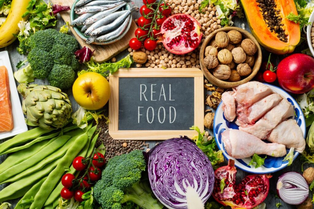 Clean eating is about eating real foods like veggies and animal proteins