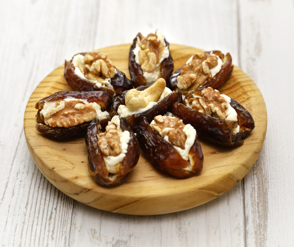 Dates stuffed with cheese and walnuts to reduce sugar cravings